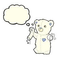 cartoon teddy polar bear with torn arm thought bubble N3