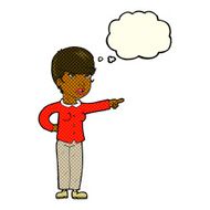 cartoon woman pointing finger of blame with thought bubble N5