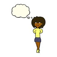 cartoon shocked woman with thought bubble N44