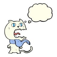 cartoon frightened cat with thought bubble N12