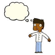 cartoon shocked man with thought bubble N51
