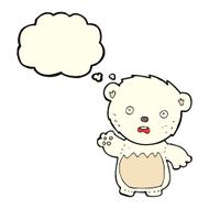 cartoon worried polar bear with thought bubble N3