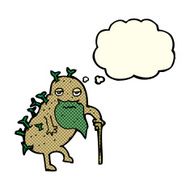 cartoon old potato with thought bubble N5