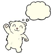 cartoon waving polar bear with thought bubble N32