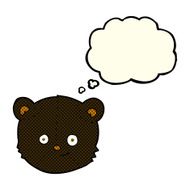 cartoon black bear head with thought bubble N6