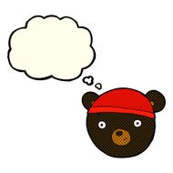cartoon black bear face with thought bubble N16