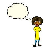 cartoon curious woman with thought bubble N23