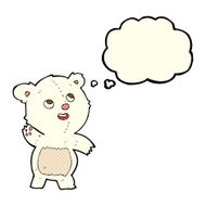 cartoon cute waving polar bear teddy with thought bubble N3