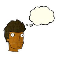 cartoon nervous man with thought bubble N65
