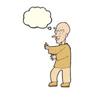 cartoon mean looking man with thought bubble N5