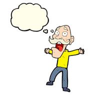 cartoon shocked old man with thought bubble N13