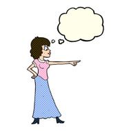 cartoon woman pointing finger with thought bubble N5