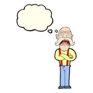 cartoon shocked old man with thought bubble N14