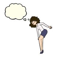 cartoon annoyed woman rubbing knee with thought bubble N5