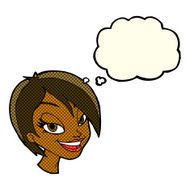 cartoon pretty female face with thought bubble N46