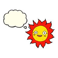 cartoon happy sun with thought bubble N6