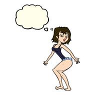 cartoon woman in lingerie with thought bubble N23