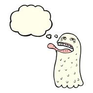 cartoon funny ghost with thought bubble N10