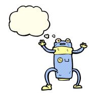 cartoon robot with thought bubble N76