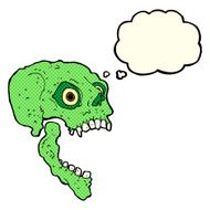 cartoon scary skull with thought bubble N11