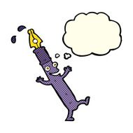 cartoon pen character with thought bubble N5