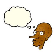 cartoon evil old man with thought bubble N9
