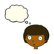 cartoon curious boy with thought bubble N18