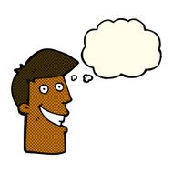 cartoon grinning man with thought bubble N43