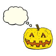 cartoon pumpkin with thought bubble N11