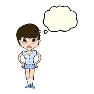 cartoon annoyed girl with thought bubble N10