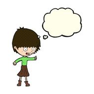 cartoon woman stressing out with thought bubble N9