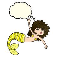 cartoon pretty mermaid with thought bubble N19