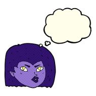 cartoon vampire face with thought bubble N17