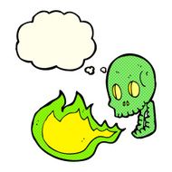 cartoon fire breathing skull with thought bubble N3