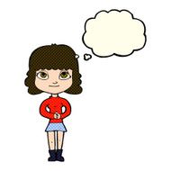 cartoon happy woman with thought bubble N121