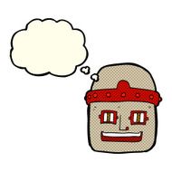 cartoon robot head with thought bubble N25