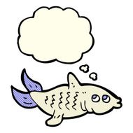 cartoon fish with thought bubble N40
