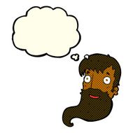 cartoon bearded man with thought bubble N19