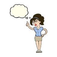cartoon woman with idea thought bubble N120