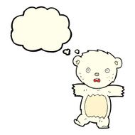 cartoon shocked polar bear cub with thought bubble N3