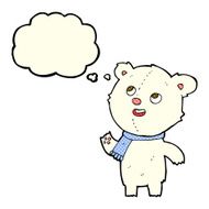 cartoon polar bear wearing scarf with thought bubble N5