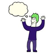 cartoon halloween vampire with thought bubble N9