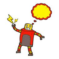 cartoon robot with thought bubble N77