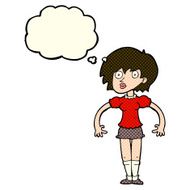 cartoon surprised woman with thought bubble N115