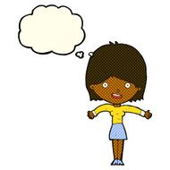 cartoon excited woman with thought bubble N66