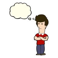 cartoon man with folded arms thought bubble N14
