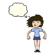 cartoon happy woman with thought bubble N122