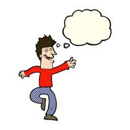 cartoon happy man with thought bubble N220