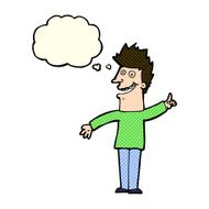 cartoon happy man with thought bubble N221