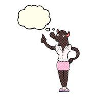 cartoon werewolf woman with idea thought bubble N3
